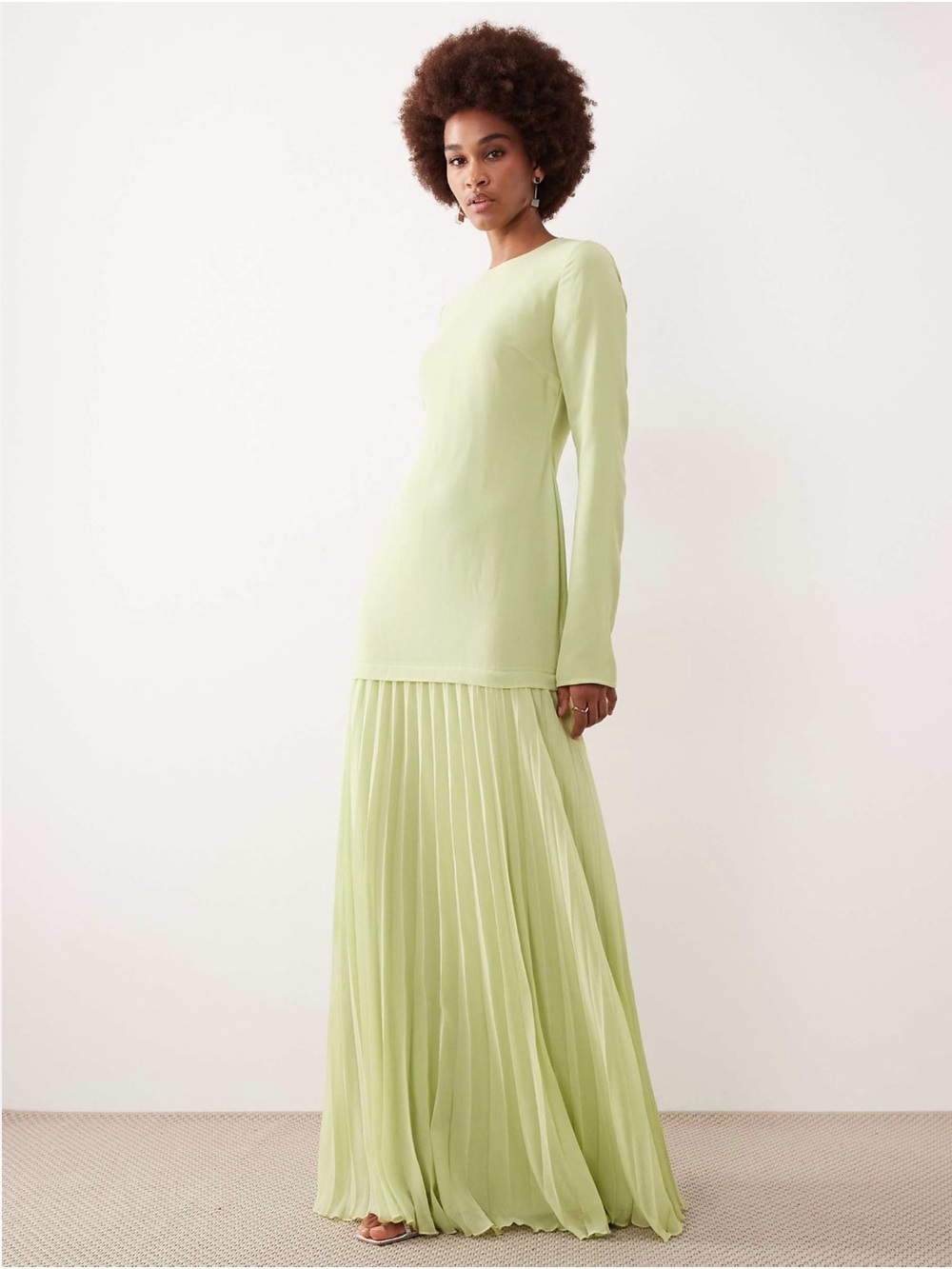 ASOS Long Sleeve Maxi Dress in Light Green
